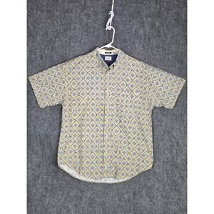 VTG Bugle Boy Company Mens Shirt L Short Sleeve Golf Club Print Cotton Button Up